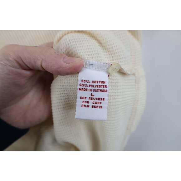 Vtg Y2K Levis Woemns Large Babydoll Cropped Thermal Waffle Knit Henley T-Shirt - Picture 10 of 14